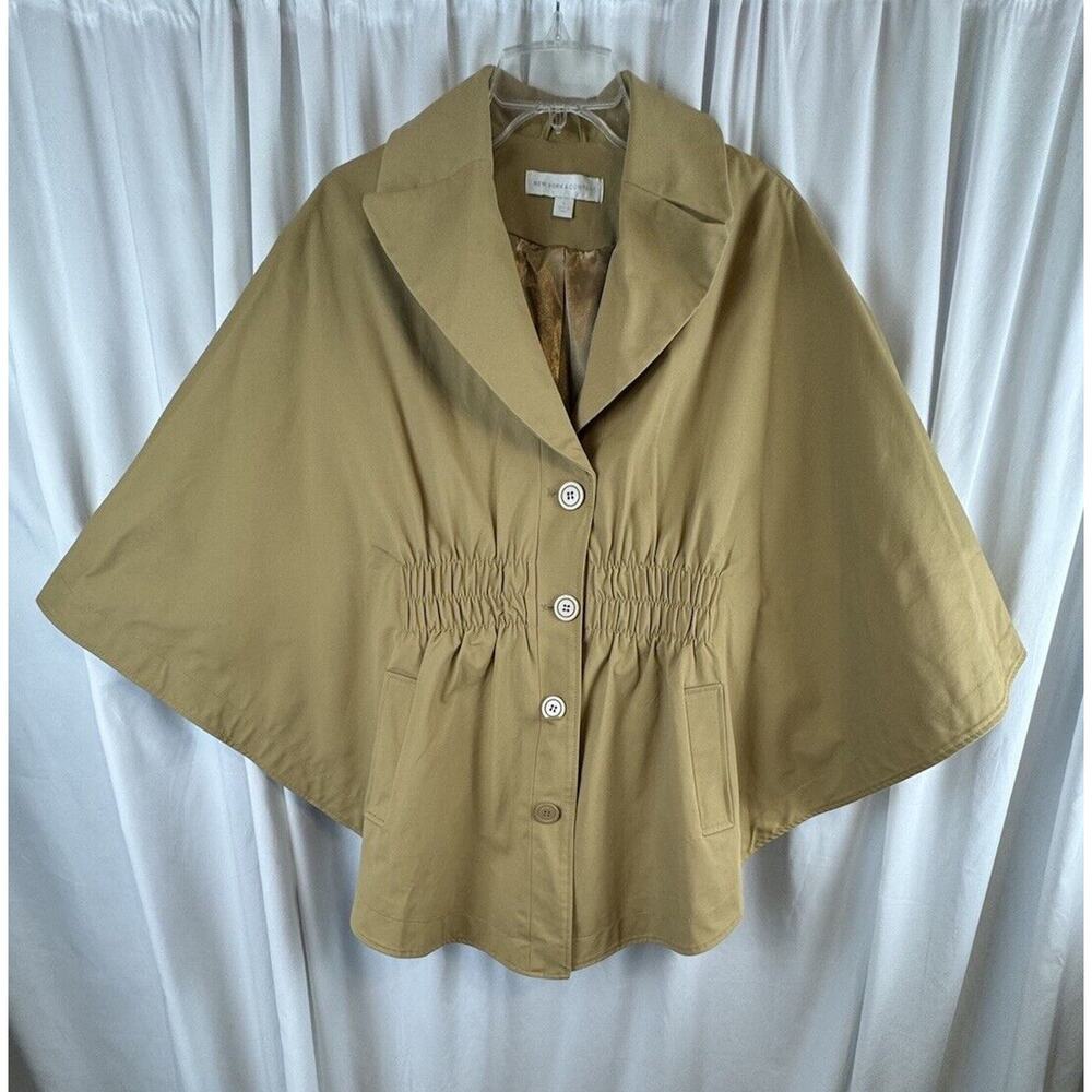 New York & Co Cape Tan M academia Preppy fantasy professional outdoor 63-16 - Picture 6 of 16